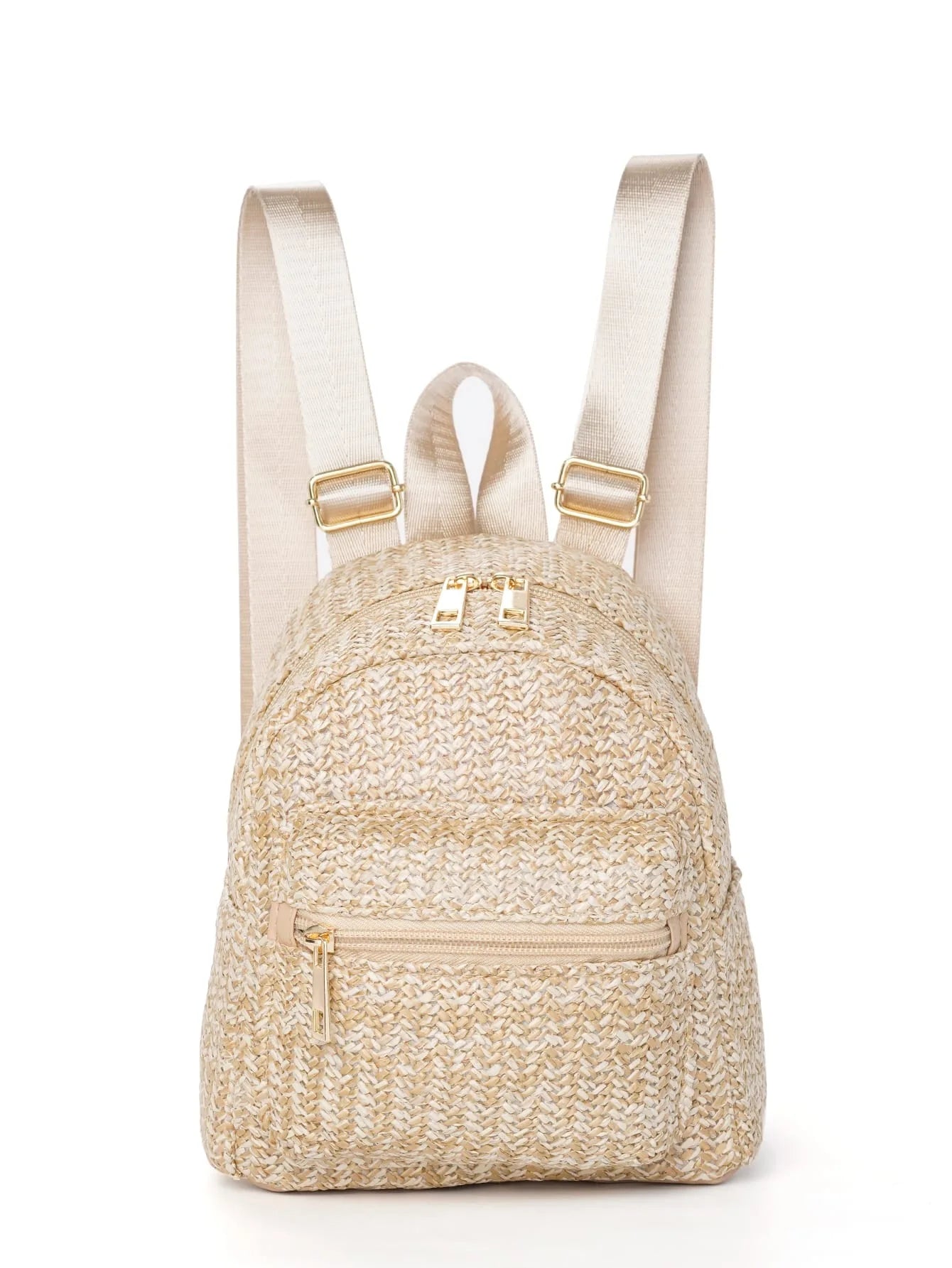 Summer Mini Straw Backpack Bag For Women Woven Handmade Handbag Stylish Ethnic Style Travel Beach Bag Weave Tote Female Rucksack - Clikcy