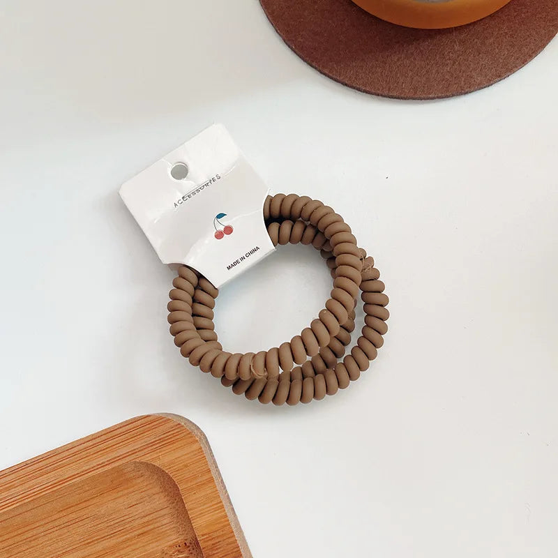 Elastic Knit Telephone Wire Hair Bands Girl Woman Hair Accessories Rubber Band Headwear Hair Rope Spiral Shape Hair Ties - Clikcy