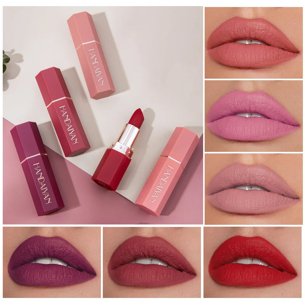 Nude Matte Lipstick Velvet Lipsticks Waterproof Long Lasting Non-stick Cup Lip Stick Not Fading Sexy Red Pink Makeup Cosmetics - Clikcy