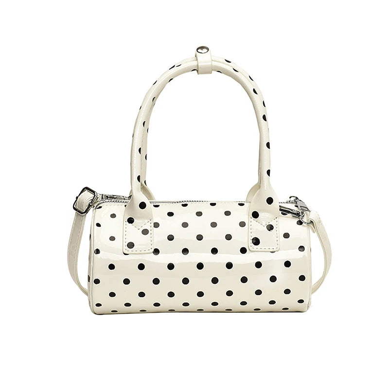 Women Fashionable Shoulder Bag, Adjustable Strap Dots Print Handbag Zipper Closure Crossbody Bag - Clikcy