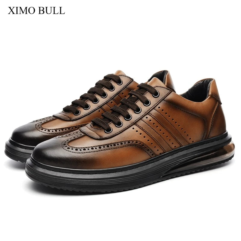 XIMO BULL Autumn Men's Casual Leather Shoes, Quality Men's Casual Sports Shoes, Business Outdoor Shoes, Men's Driving Work Shoes