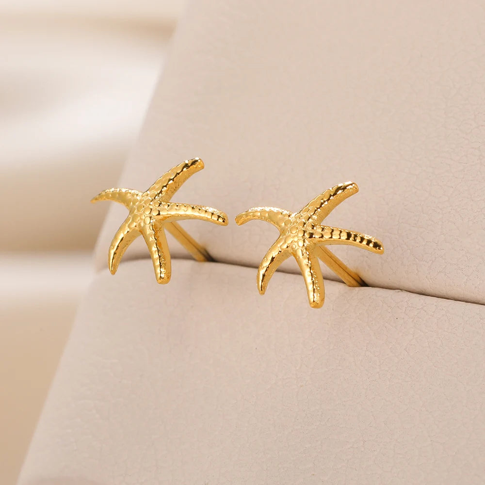 Little Star Fish Stud Earrings For Women Children Minimal Starfish Earings Fashion Summer Beach Jewelry Gift Accessories - Clikcy