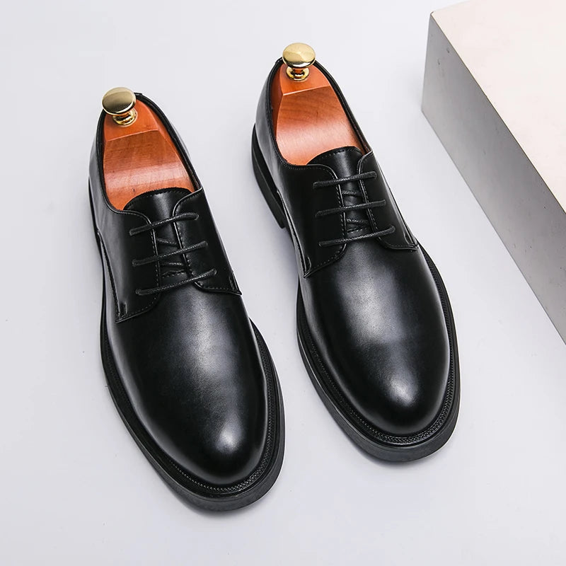 Classic Italy Pointed Toe Leather Shoes Men Luxury Oxfords Business Formal Office Men Shoes Boos Dress Men Black Wedding Shoes - Clikcy