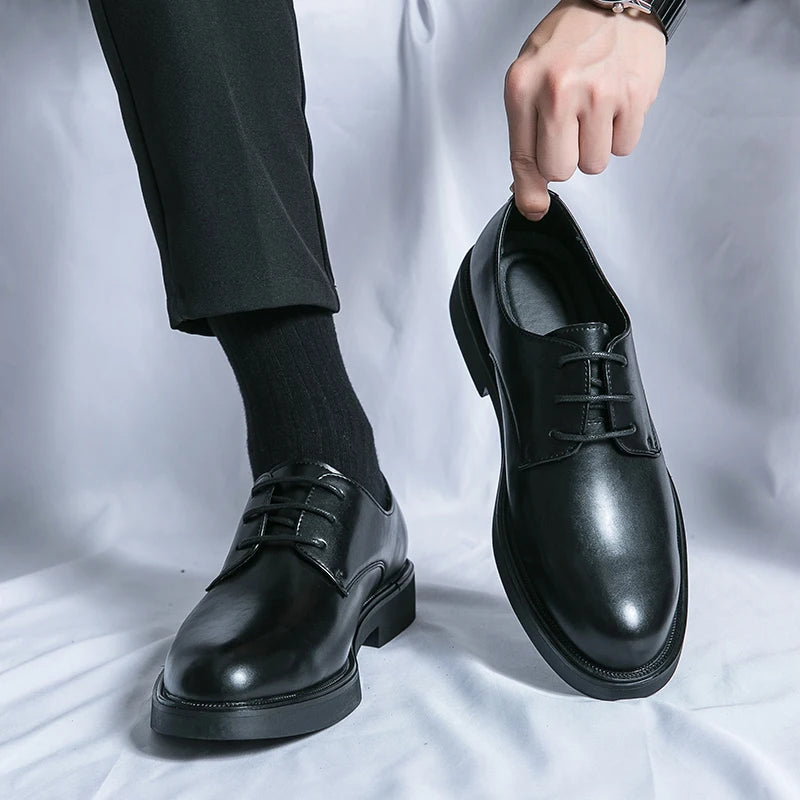Classic Italy Pointed Toe Leather Shoes Men Luxury Oxfords Business Formal Office Men Shoes Boos Dress Men Black Wedding Shoes - Clikcy