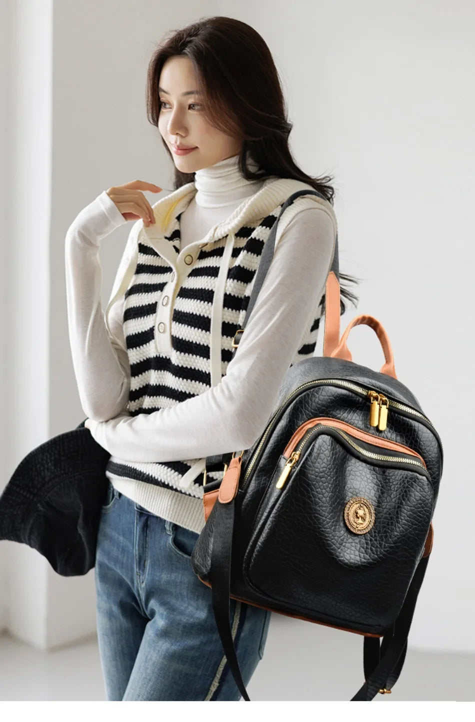 Fashion Women Backpack Designer Pu Leather Travel Back Pack Casual Shoulder Bag High Quality School Bags for Teenagers Girls Sac - Clikcy