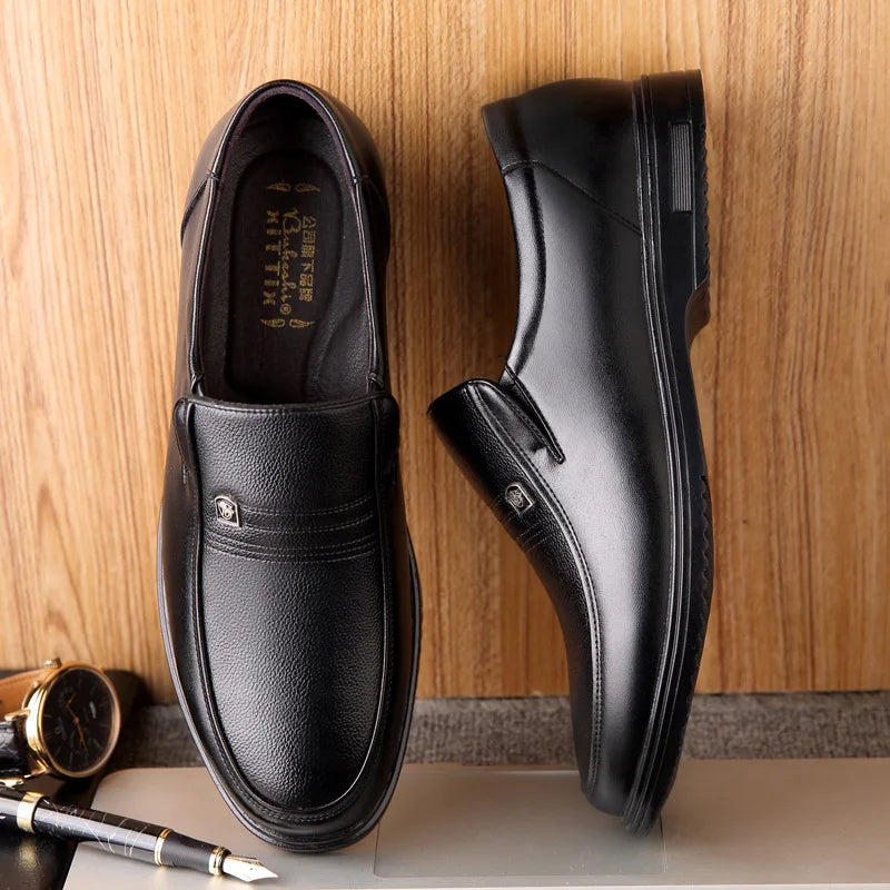 Leather Men Formal Shoes Luxury Brand 2025 Men's Loafers Dress Moccasins Breathable Slip on Black Driving Shoes Plus Size 38-46 - Clikcy