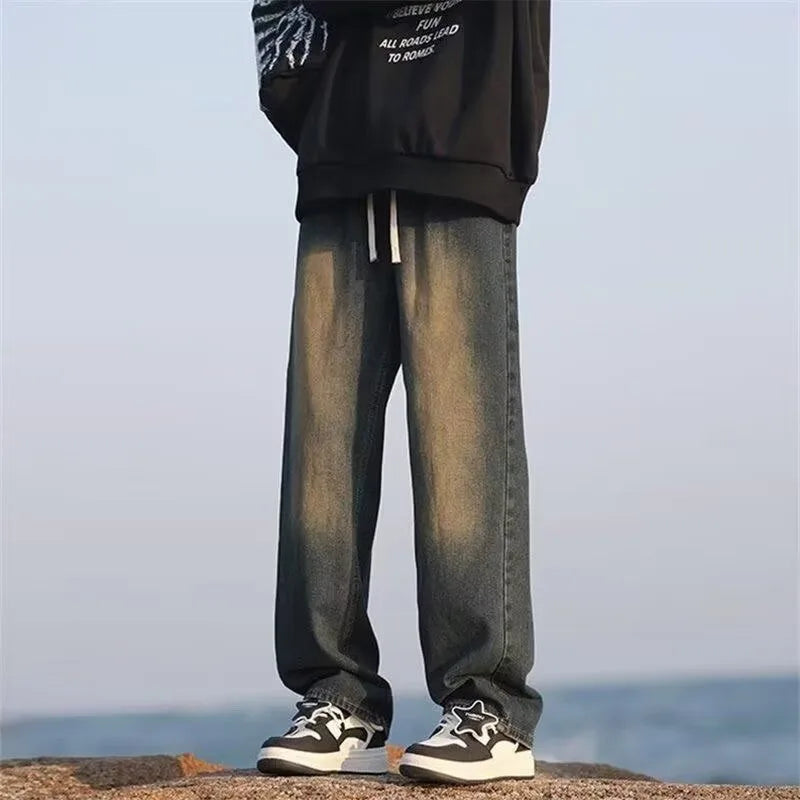 Men's Jeans Wide Y2k Pants Baggy Jeans Man Denim Shorts Jean Streetwear Mens Trousers Clothing Flared Male Cargo New Pant Ripped - Clikcy