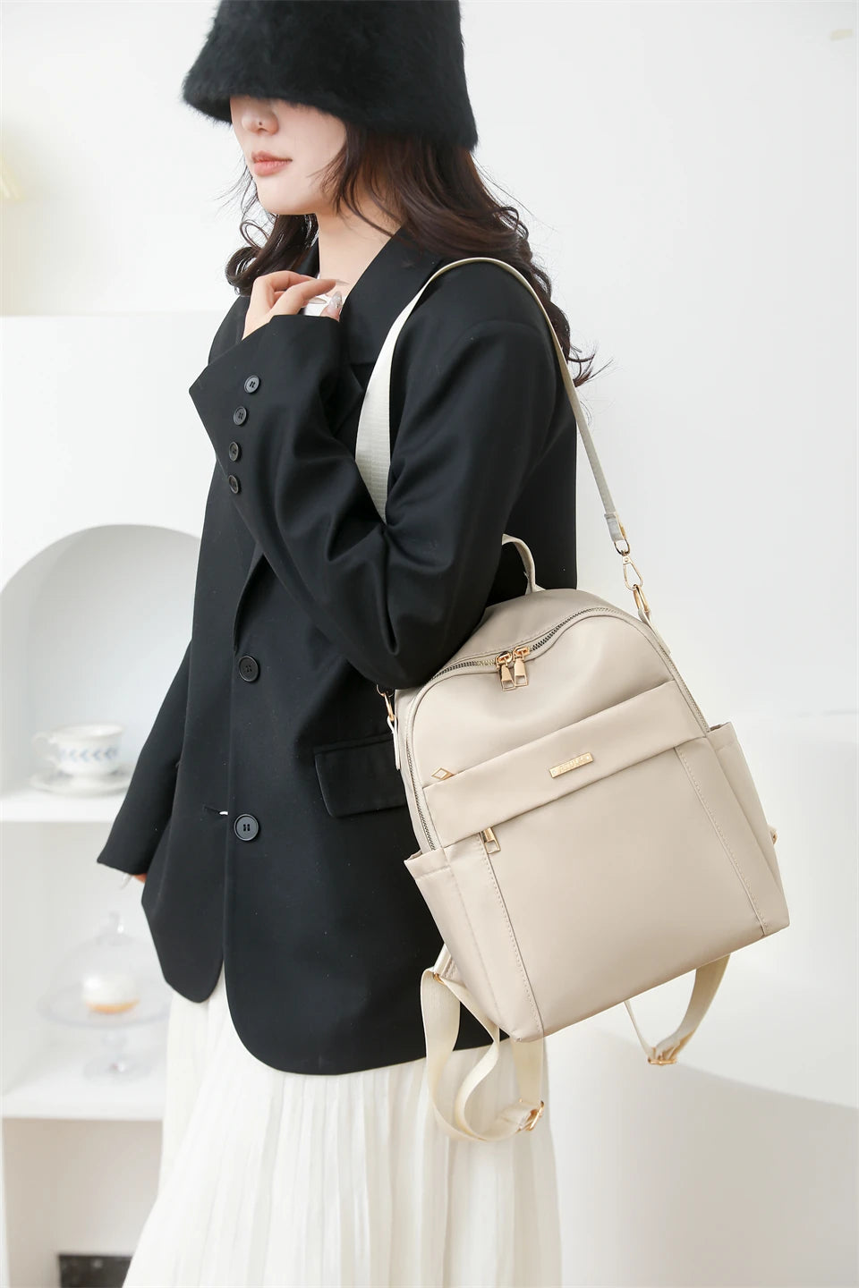 Simple Modern Backpack Women Waterproof Nylon Daypack Large Capacity School Bag Student Lightweight Back Pack Ladies Travel Bags - Clikcy