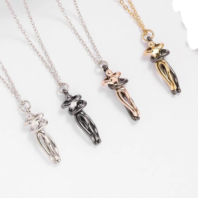 Fashion Hugging Necklace Jewelry Choker Hug Pendant Chain Men Necklaces For Lover Women Couple Men Lady Female Male Gift - Clikcy