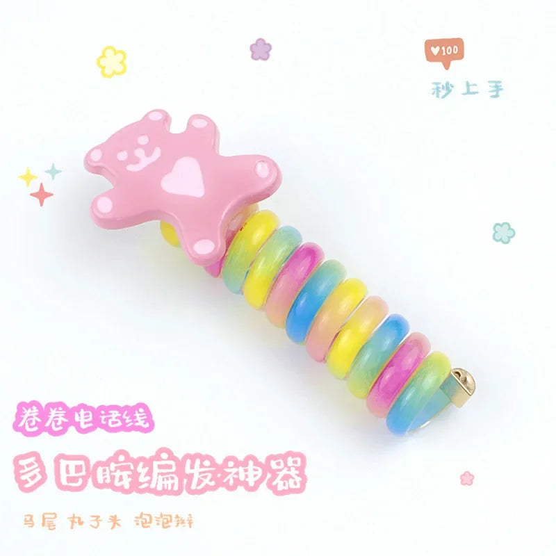 rope adult telephone cable ring Rabbit Cute Hair Ring Large Frosted Adult Hair Tie  head ring Children's telephone hephone Cable