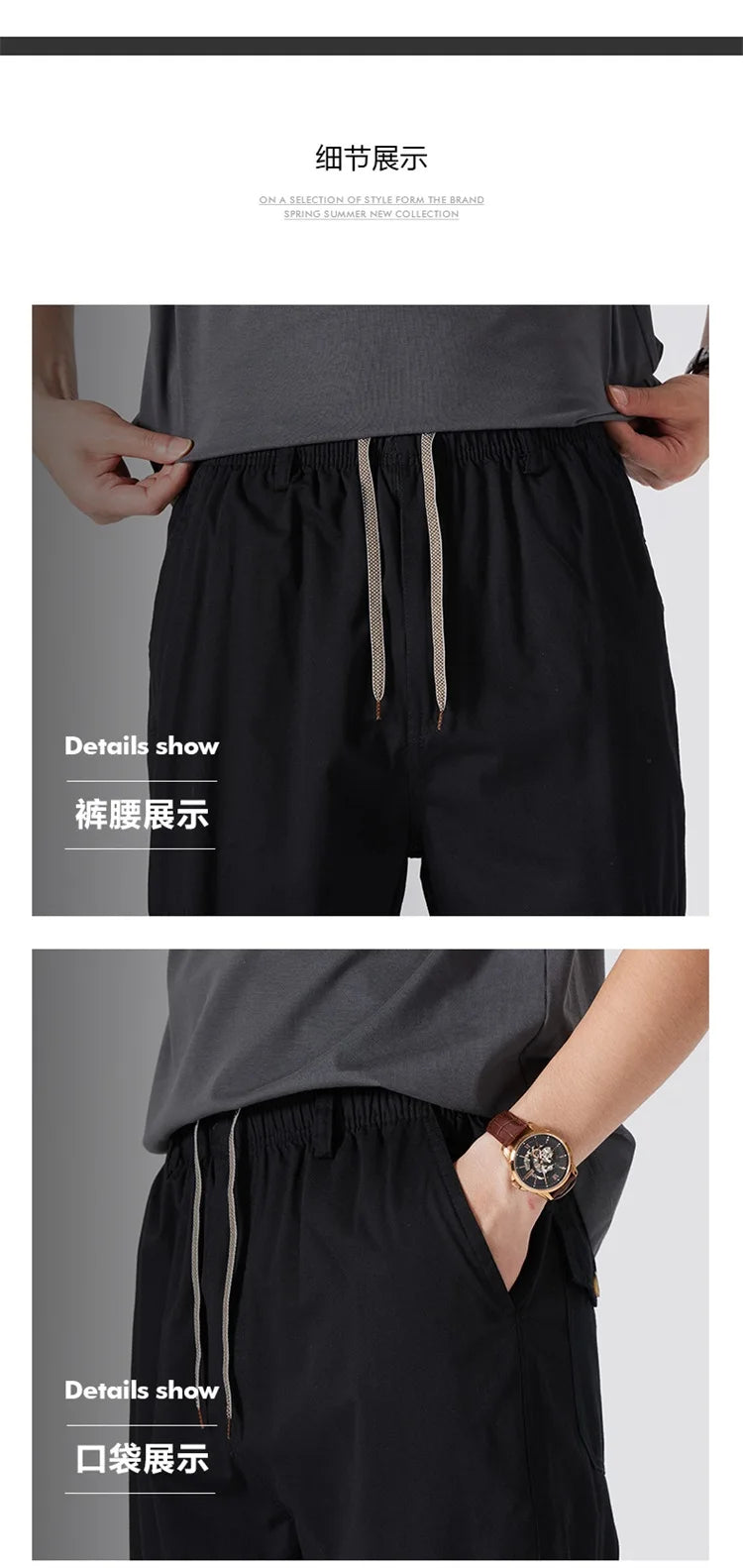 100% Cotton Men's Cargo Pants Straight Fit Loose Work Trouser Male Spring Summer High Waist Big Size Large Plus Elastic Pocket - Clikcy