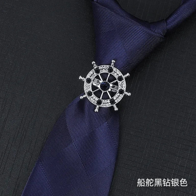 Vintage Knight Business Shirt Tie Buckle Collar Clip Tie Hoop Rudder Eagle Tie Hoop Crystal Rhinestone Jewelry Men Accessories - Clikcy