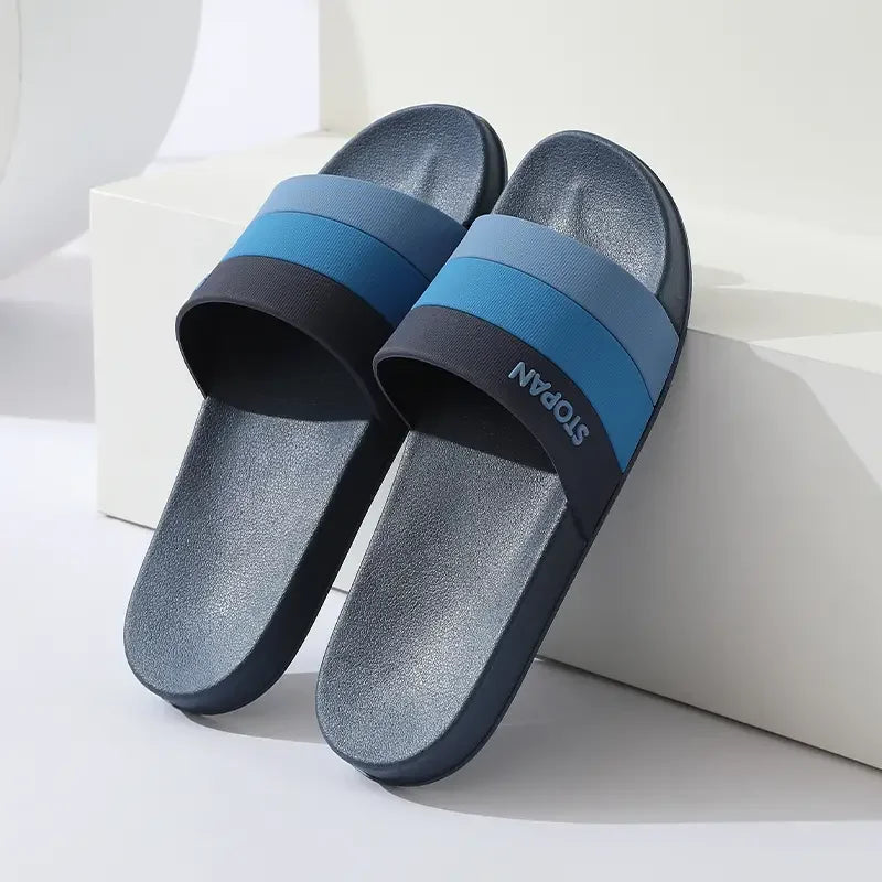 Striped Non Slip Quick-drying Slippers Soft Sole for Men Women Comfortable Shoes Indoor Outdoor Beach Shower Bathroom Slippers - Clikcy