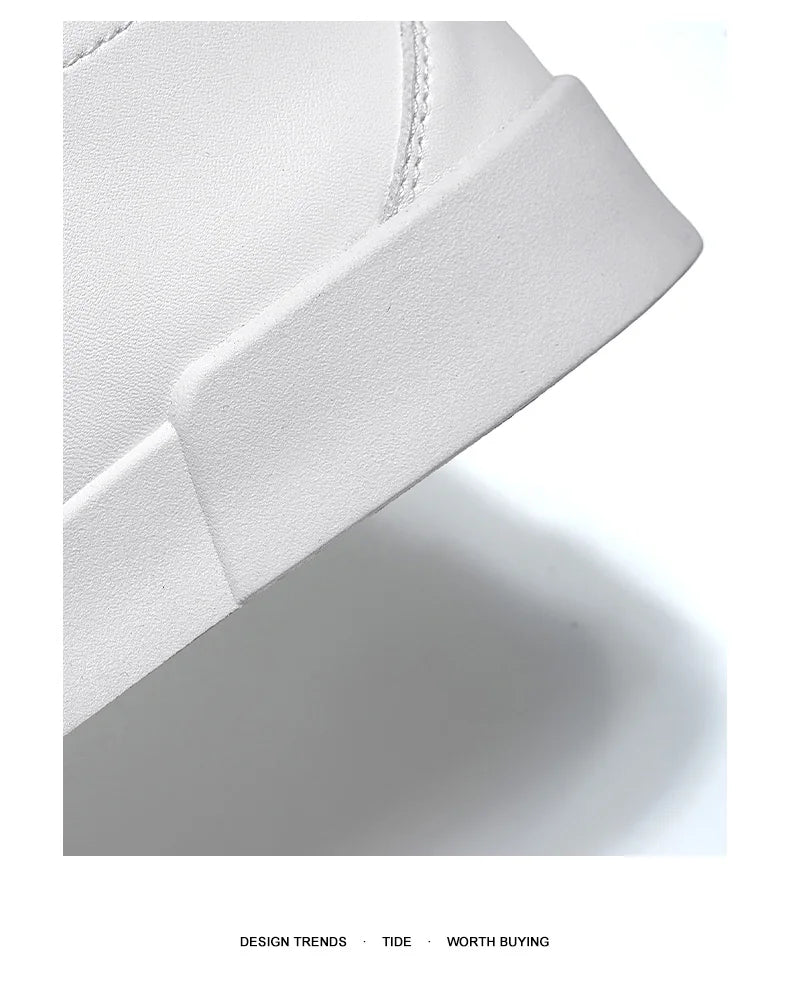 HKDQ Classic Black Sneakers For Men Fashion Design Leather Casual Sneakers Man Street Style Comfortable Men's Skateboard Shoes