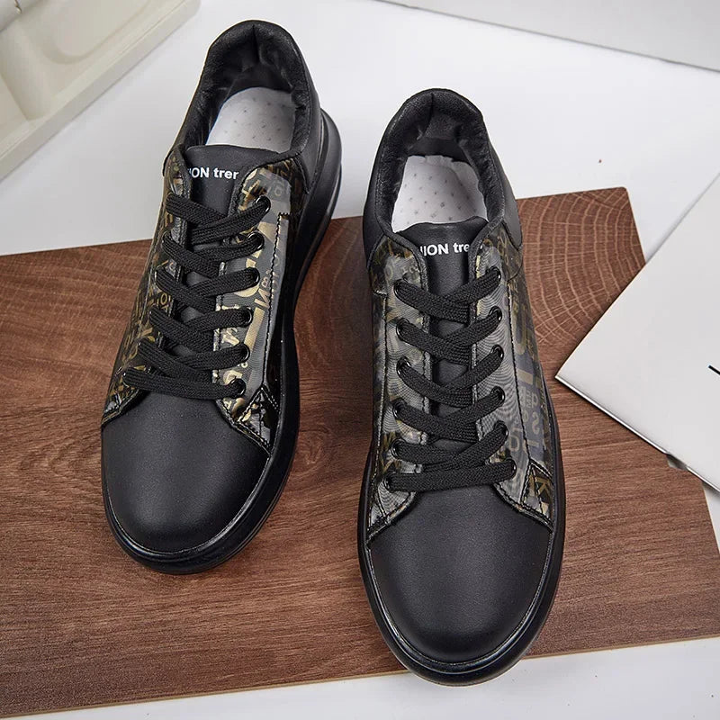 Graffiti 2025 New Casual Men Shoe Fashion Flat Air Cushion Man Sneakers Outdoor Non-slip Designer Tide Pu Leather Big Size 43 44 - Clikcy