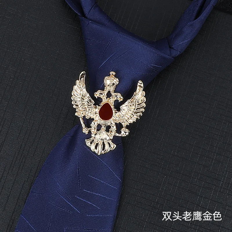 Vintage Knight Business Shirt Tie Buckle Collar Clip Tie Hoop Rudder Eagle Tie Hoop Crystal Rhinestone Jewelry Men Accessories - Clikcy