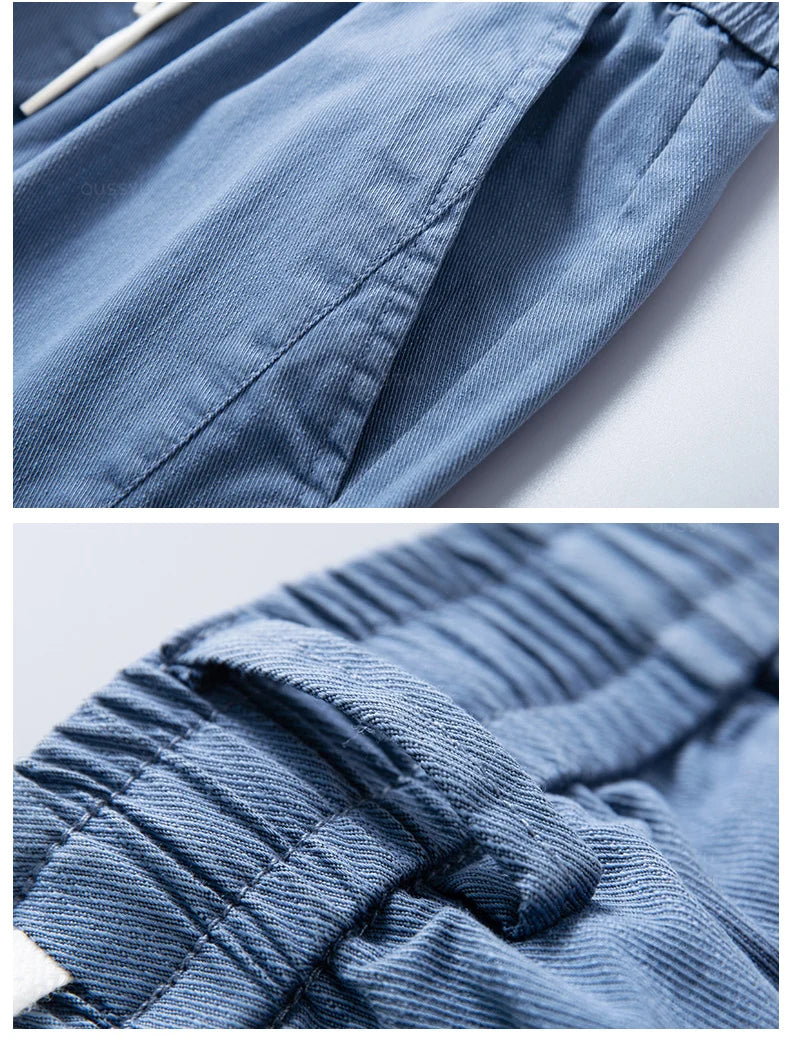 Autumn Cottom Men's Pants Fashion Classic Drawstring Elastic Waist Jogging Stretch Casual Grey Cargo Trousers Male 28-38 - Clikcy