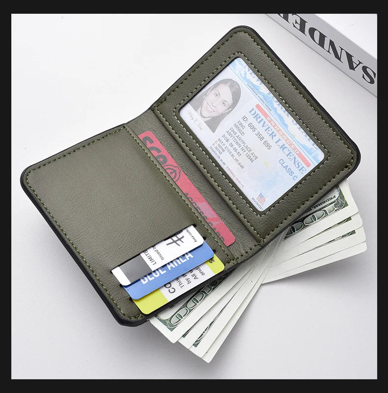 1Pc New Ultra-thin Mini Soft PU Leather Credit Card Wallet Holder Short Vertical High Quality Men's Wallet - Clikcy