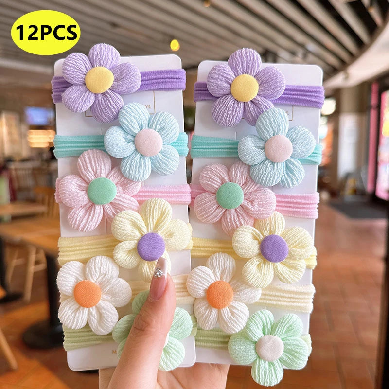 20PCS 10PCS Hair Accessories For Girl Elastic Hair Bands Flowers Style Hair Ring Children Birthday Party Headdress Headwear - Clikcy