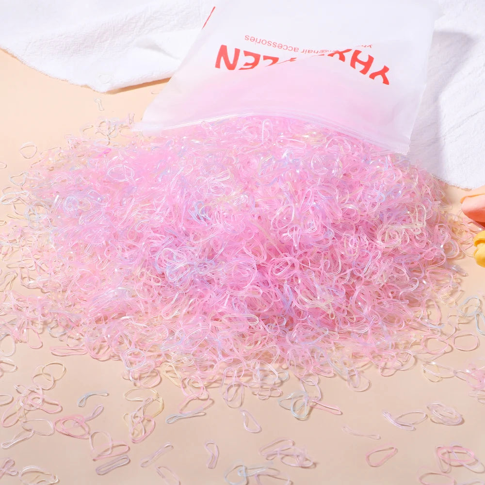 500/1000/2000pcs Girls Colourful Disposable Rubber Band Hair Ties Headband Children Ponytail Holder Bands Kids Hair Accessories - Clikcy