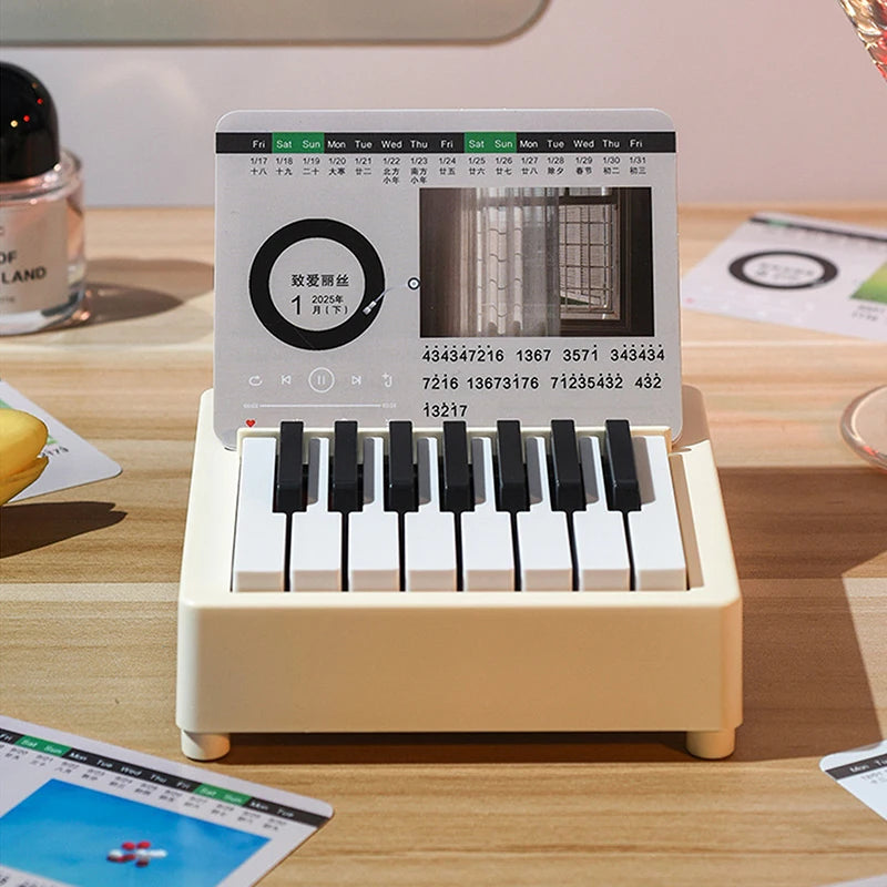 15 Keys Piano Calendar 2025 Music Sheets Toy Desktop Peripheral Ornaments With Music Calendar Cards Gift For Fans - Clikcy
