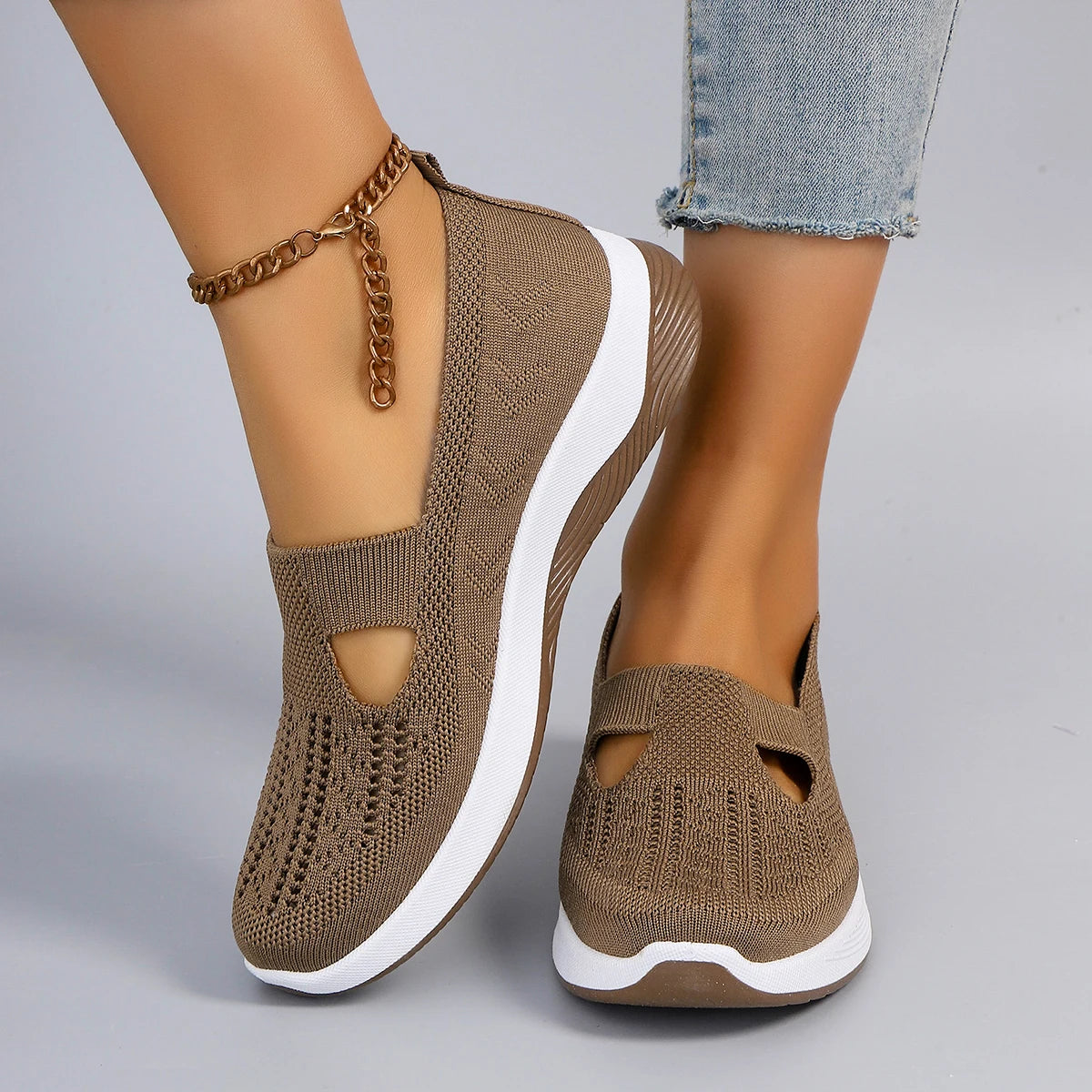 Spring new women's sports shoes, fashionable, breathable, lightweight, non-slip, wear-resistant, casual sports shoes, flat shoes - Clikcy