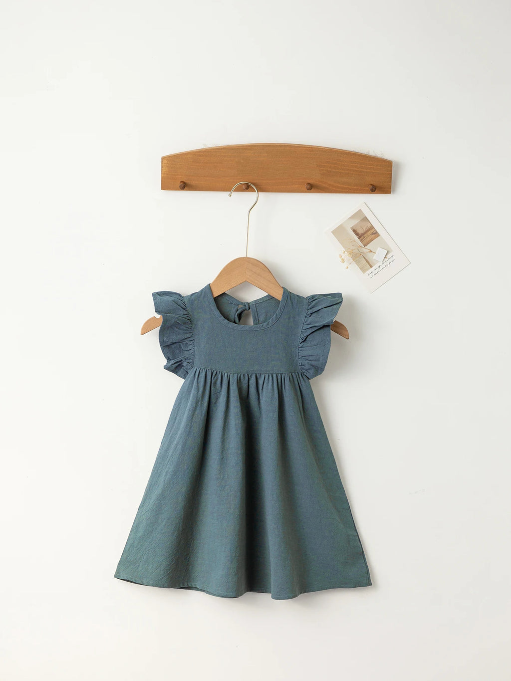 Baby Girls' Flying Sleeve Dress Tie-back Overall Dress Cotton Kids Casual Clothes Summer 2024 - Clikcy
