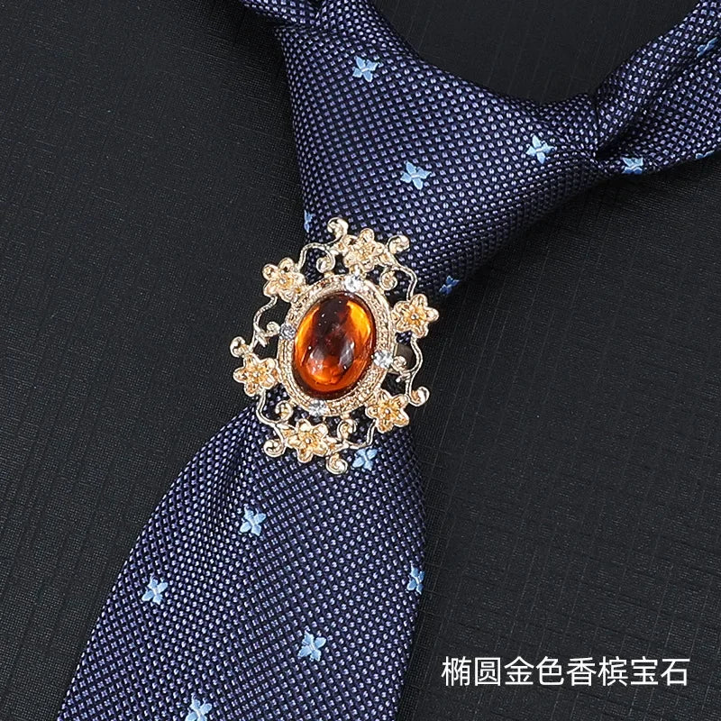 Vintage Knight Business Shirt Tie Buckle Collar Clip Tie Hoop Rudder Eagle Tie Hoop Crystal Rhinestone Jewelry Men Accessories