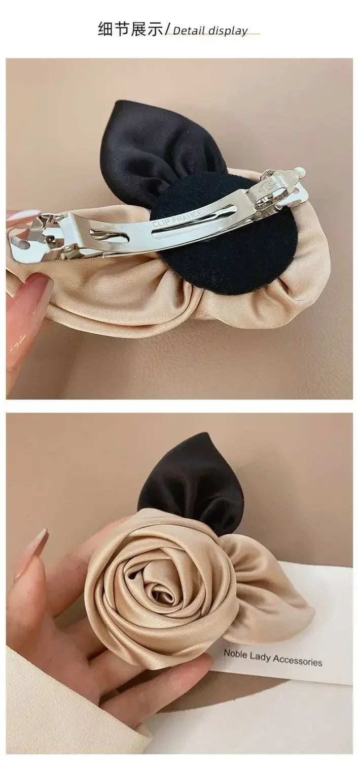 2024 Summer French Elegant Rose Hairpin Temperament Retro Hair Claw Women Hair Accessories High Ponytail Hair Clips - Clikcy