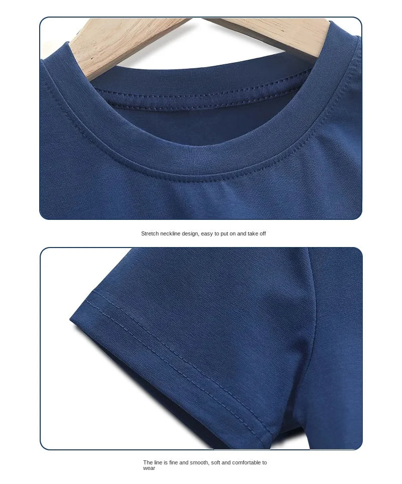Summer Solid Color Children Cotton T-shirt for Boys Girls White Tops Tees Kids Clothes 2-10Y Student Casual Tee - Clikcy