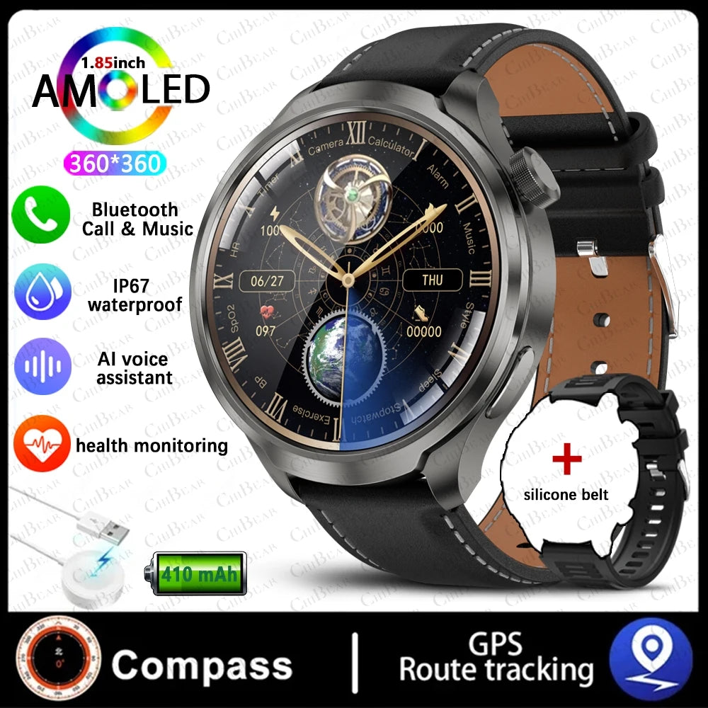 2025 New Smart Watch Men 1.85 Inch Compass 410 mAh Large Battery GPS Motion Track Bluetooth Call Health monitoring Smartwatches