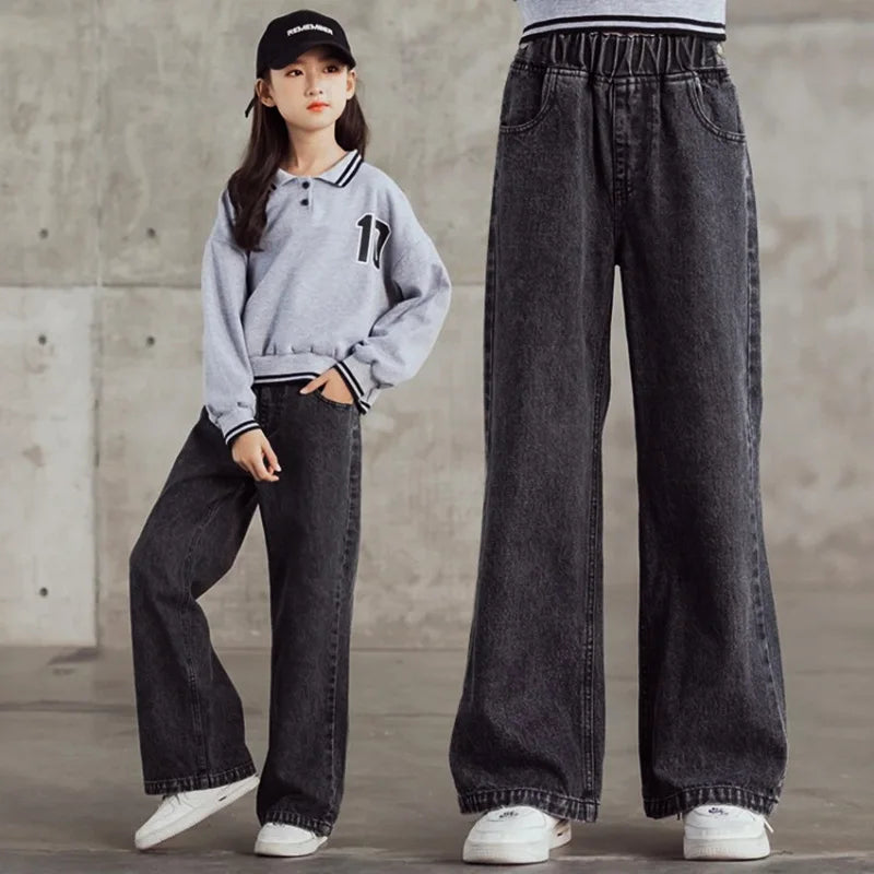 Thin Kids Pants Children's Clothing Sweatpants Clothes Teenage Girls Clothing Jeans Denim Streetwear Fashion Casual Harajuku - Clikcy