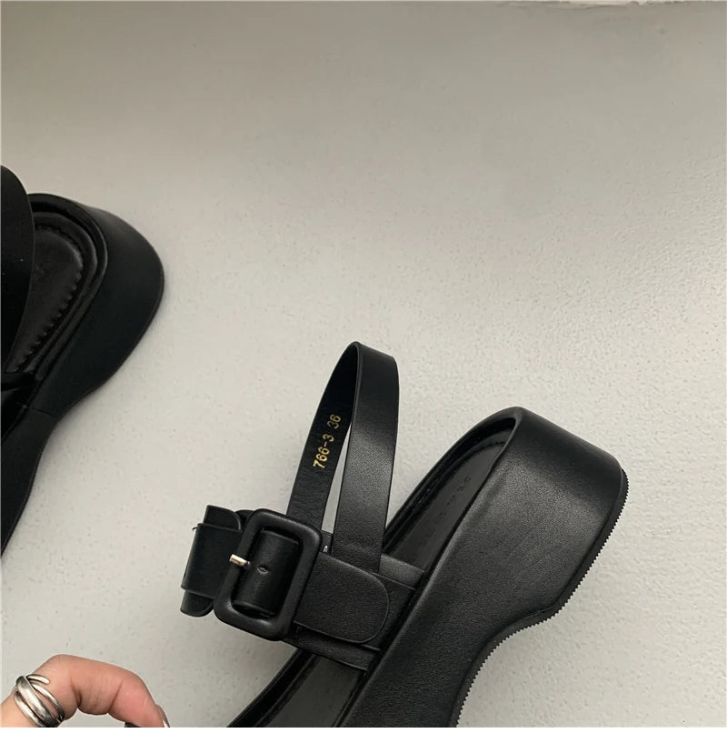 2025 New Gladiator Summer Sandals Fashion Platform Flats Elegant Open Toe Ankle Strap Dress Shoes - Clikcy