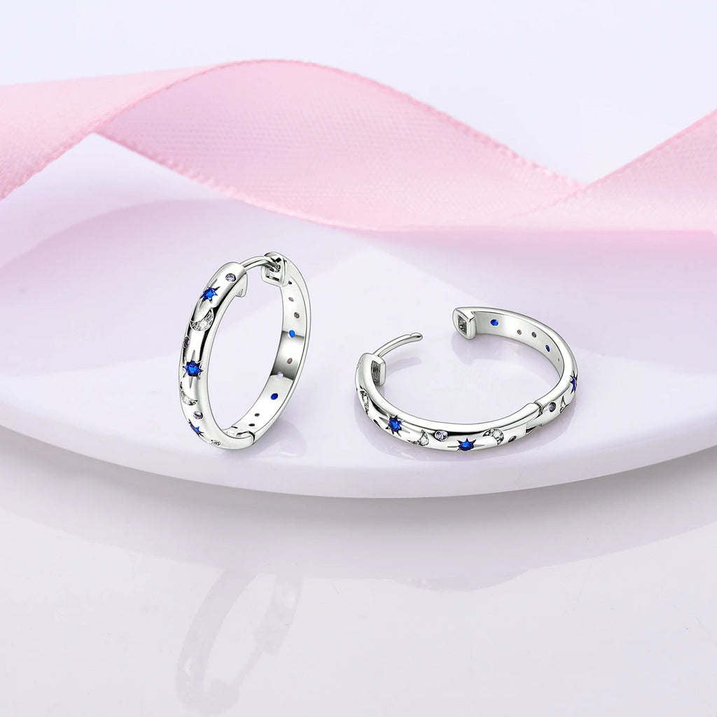 Original 925 Sterling Silver Women Hoop Earrings High Quality Shine Zircon U Shaped Classic Style Earring For Women Jewelry Gift - Clikcy