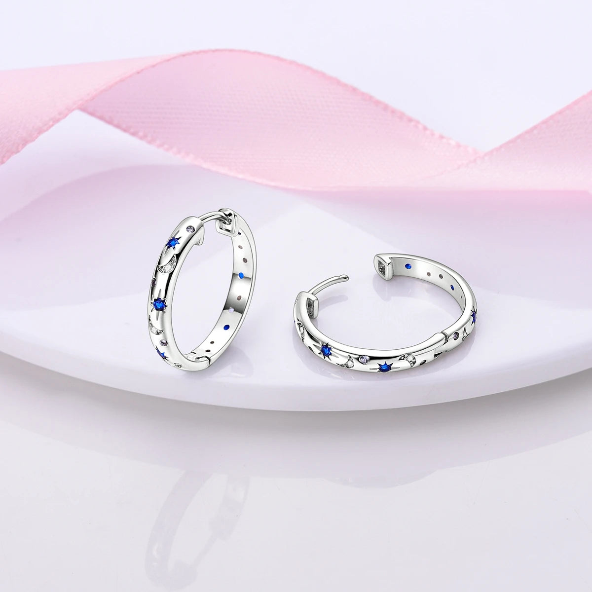 Original 925 Sterling Silver Women Hoop Earrings High Quality Shine Zircon U Shaped Classic Style Earring For Women Jewelry Gift - Clikcy