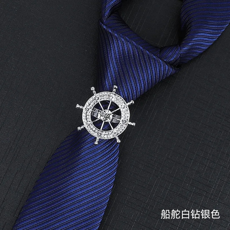Vintage Knight Business Shirt Tie Buckle Collar Clip Tie Hoop Rudder Eagle Tie Hoop Crystal Rhinestone Jewelry Men Accessories - Clikcy