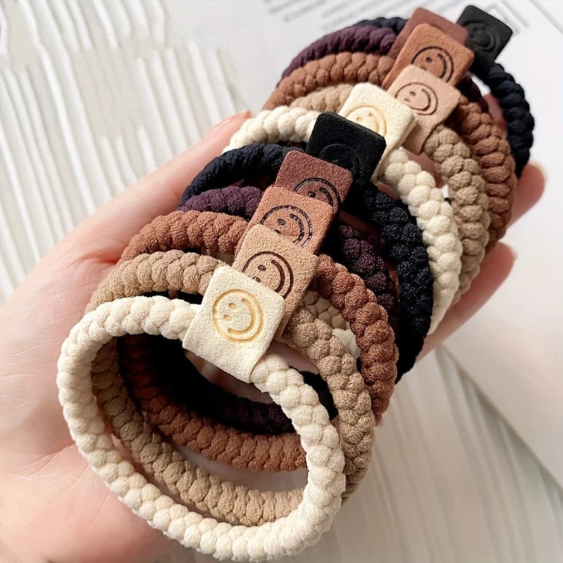 5 PCs Minimalist Twist Hair Ropes Set Soft High Elastic Hair Rings Casual Versatile Ponytail Hair Scrunchies - Clikcy