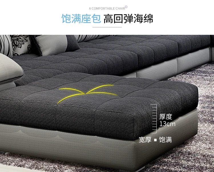 MANBAS Fabric Big Sofa Set Living Room Furniture Cloth Sofa Modernos Para Sala Sectional Sofa U Shape Corner Couch Grandes Salon - Clikcy