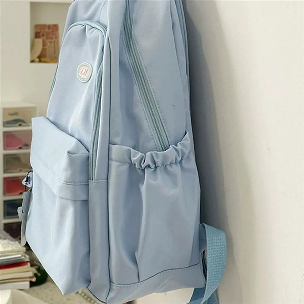 Cute Large Capacity Backpack Shoulder Bag Bookbags Nylon Travel Knapsacks Kawaii Candy Color Student Daily Zipper School Bags - Clikcy
