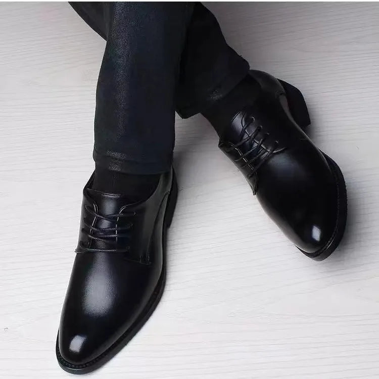 Spring and Autumn British Casual Business Formal Leather Shoes Men Shoes Heightening Single Shoes Shoes Casual Shoes Suit - Clikcy