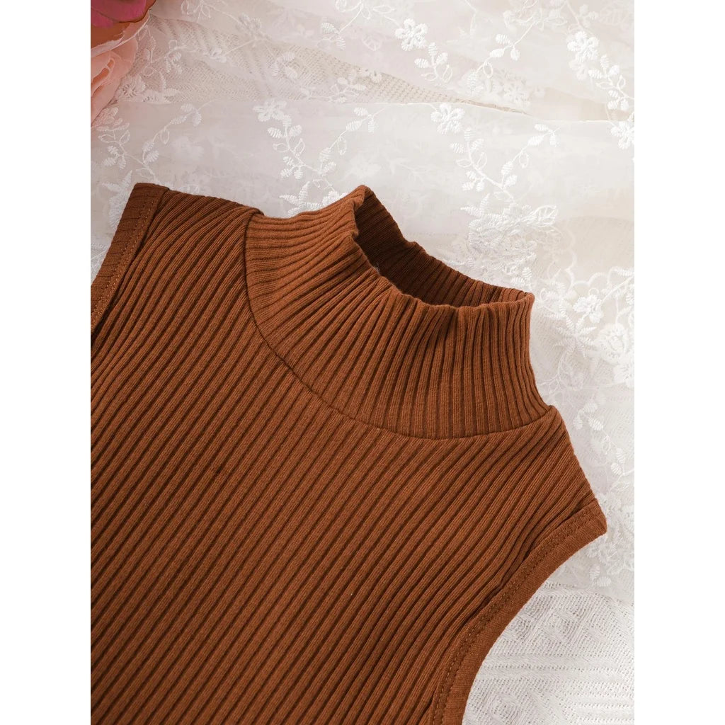 Clothes for Kids Girl 2-7 Years 2PCS Fashion Girl Sleeveless T-shirt Leather Skirt Costume Summer Children Girl Holiday Outfits - Clikcy