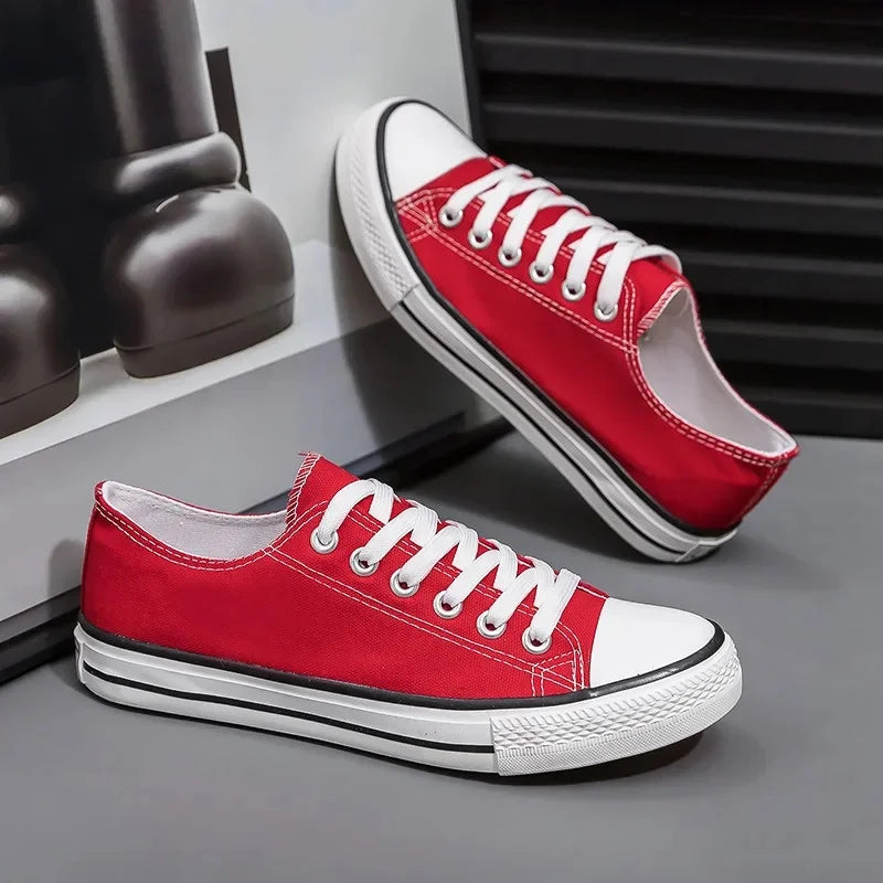 Men's All-Black Low-Top Canvas Shoes Spring Casual Sports Flat Bottom Couple's Sulfurization Flats Unisex Slip-On Sneakers