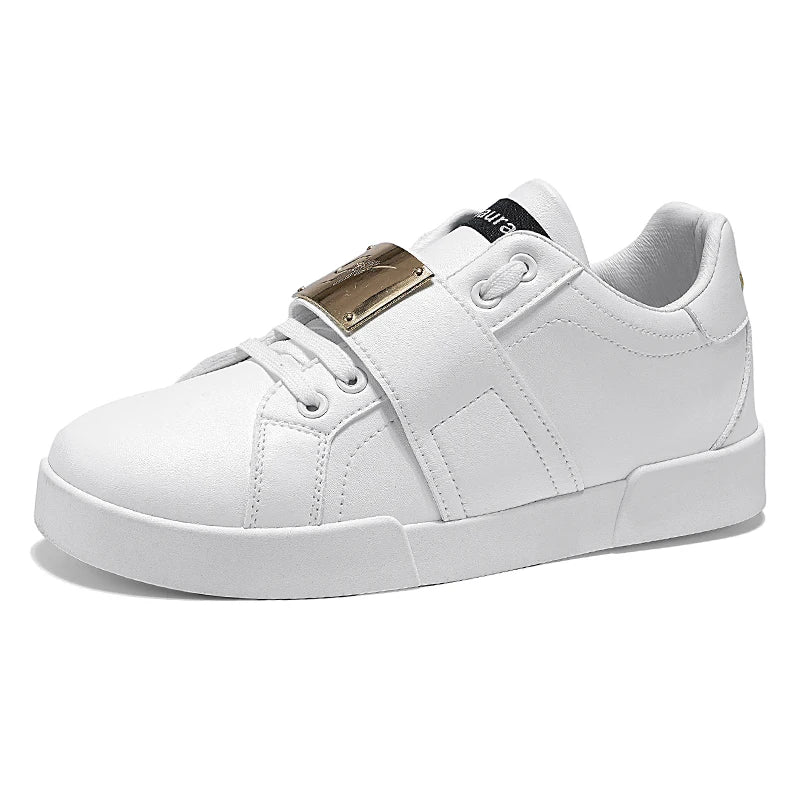 HKDQ Classic Black Sneakers For Men Fashion Design Leather Casual Sneakers Man Street Style Comfortable Men's Skateboard Shoes