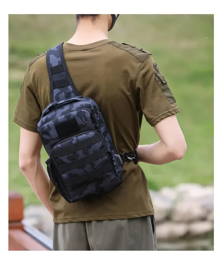 Tactical Shoulder Bag Molle Shoulder Backpacks Sling Daypack Backpack with USB Charging Port Chest Fishing Camping Fanny Pack - Clikcy