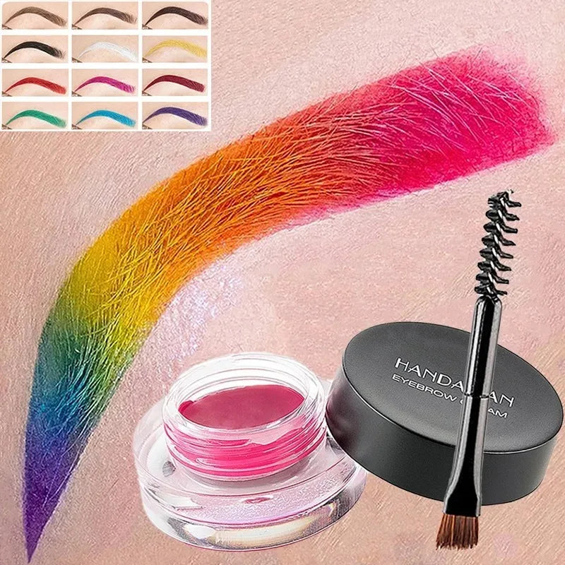 Colorful Eyebrow Gel Eyebrow Dye Glue 12 Colors Rainbow No Fading Dye Eye Brow Paint with Brush Lasting Brow Makeup Cosmetics - Clikcy