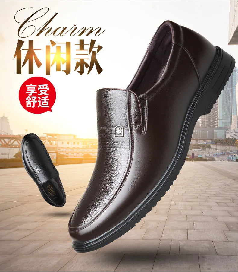 Leather Men Formal Shoes Luxury Brand 2025 Men's Loafers Dress Moccasins Breathable Slip on Black Driving Shoes Plus Size 38-46 - Clikcy