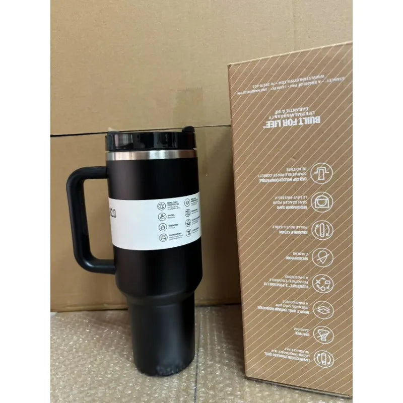 40 oz large capacity stainless steel thermos cup car cup second generation straw portable water cup sports fitness - Clikcy