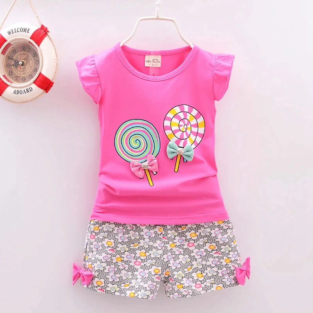 Summer Children Clothes Baby Girls Clothes Sets T-shirt Tops+Short Pants 2Pcs/Suit Toddler Boy Clothes Suit Infant Clothing Sets - Clikcy