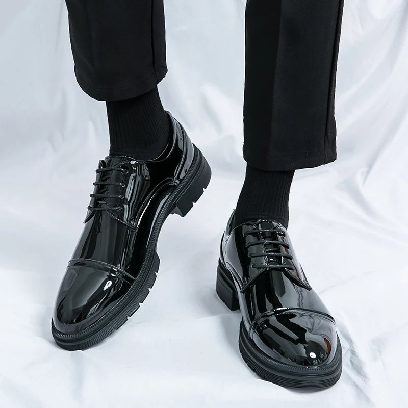 Classic Green Style Casual Derby Formal Shoes Career Office Leather Shoes Pointy Toe Handmade Business Wedding Dress Shoes Men - Clikcy