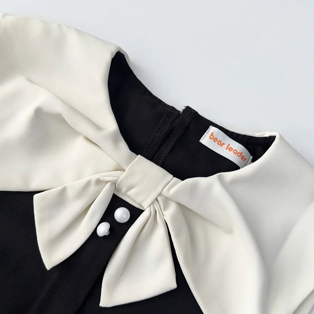 Korean Version Black Sleeveless Kids Clothes Summer New Bow Decoration Girls Dress Birthday Party Princess Dresses 2-7 Years Old - Clikcy